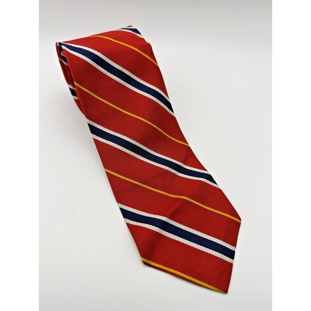 Polo by Ralph Lauren Red Navy Blue Silk Tie Made in USA 48" Length 3" Width